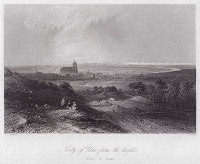 Città di Ulm dalle alture (incisione) da William H. Bartlett