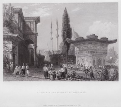 Fontana e Mercato a Tophanne da William H. Bartlett