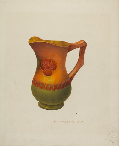 Brocca di legno intagliato, c. 1940 da William H Edwards