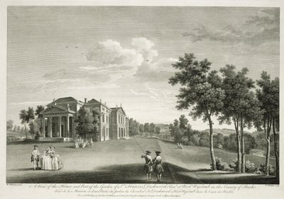Veduta della casa e parte del giardino a West Wycombe, Buckinghamshire da William Hannan