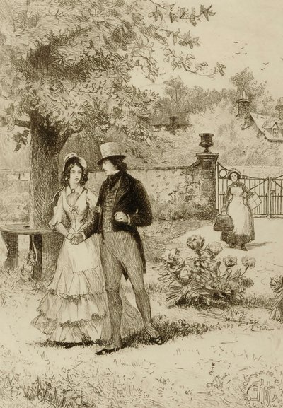 Senza titolo (coppia che passeggia in un giardino) da William Harry Warren Bicknell