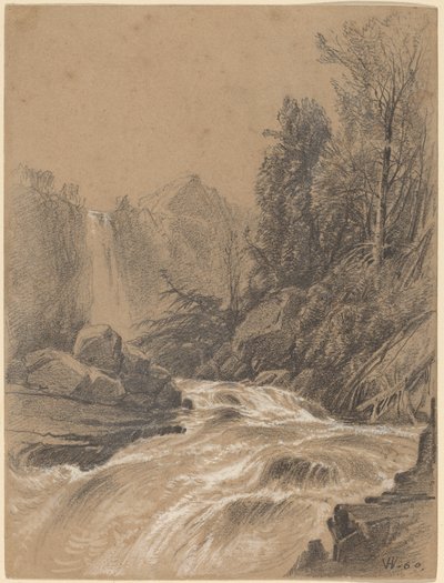 Paesaggio montano, ruscello e cascata da William Hart