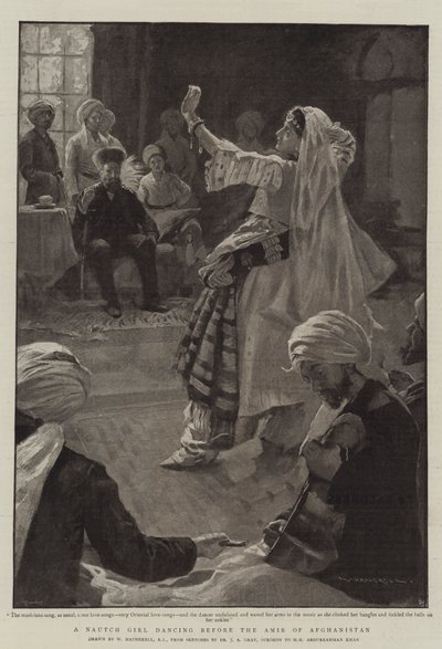 Una ragazza Nautch che danza davanti all
