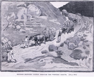 Indù che portano cotone attraverso i Ghauts occidentali, 1862 d.C. da William Hatherell
