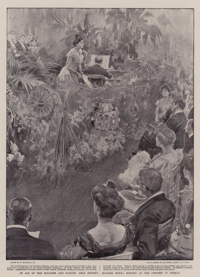 A sostegno della Società di Aiuto ai Soldati e Marinai, Madame Melba canta al Concerto di Dublino da William Hatherell