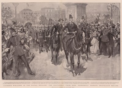 Il benvenuto di Londra alla Brigata Navale, il contingente della HMS Powerful che passa per Trafalgar Square da William Hatherell