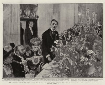 Mr Chamberlain in città, rispondendo al Lord Mayor al pranzo alla Mansion House da William Hatherell