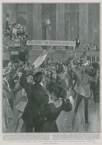 La pace è proclamata: La scena fuori dalla Mansion House la domenica sera da William Hatherell