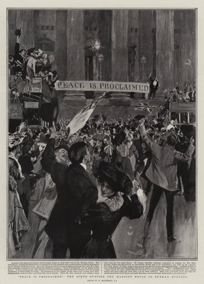 La Pace è Proclamata, la Scena fuori dalla Mansion House la Domenica Sera da William Hatherell