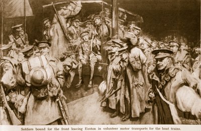 Scene di gioia e pathos nei grandi stazioni ferroviarie di Londra, 1914-19 da William Hatherell