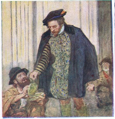 Shakespeare dà un penny a un mendicante, da My Magazine da William Hatherell