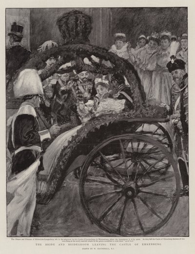 La sposa e lo sposo che lasciano il castello di Ehrenburg da William Hatherell