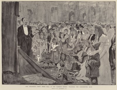 Il ballo in maschera dei bambini alla Mansion House, guardando lo spettacolo dei burattini da William Hatherell