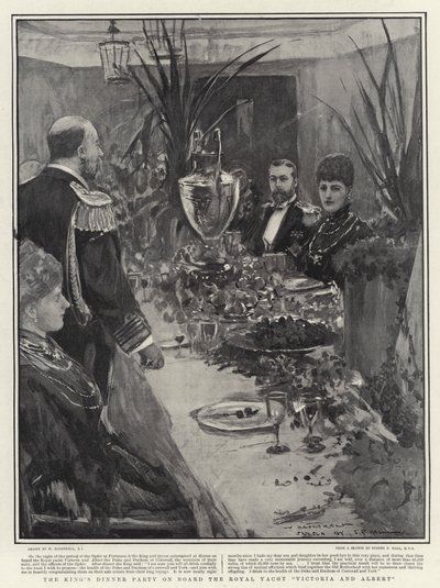 La Cena del Re a Bordo dello Yacht Reale Victoria e Albert da William Hatherell
