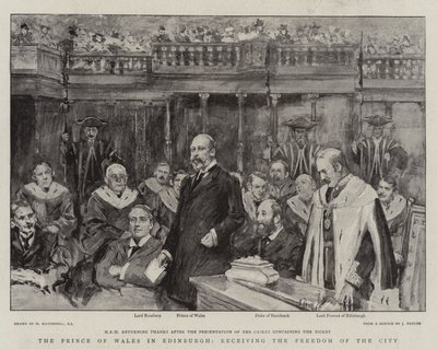 Il Principe di Galles a Edimburgo, riceve la Libertà della Città da William Hatherell