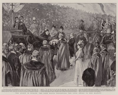 La Regina a Dublino, il Sindaco che presenta la Spada Civica a Sua Maestà da William Hatherell