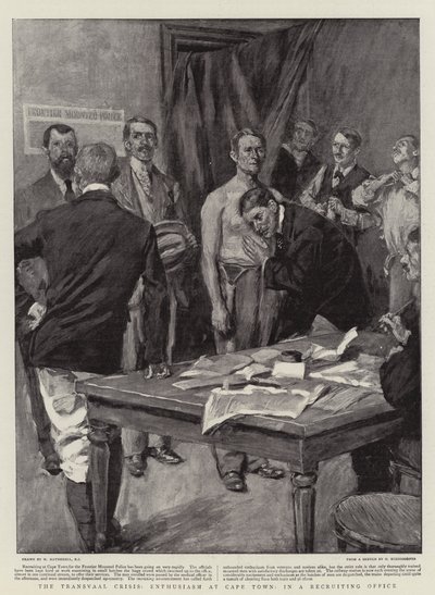 La crisi del Transvaal, entusiasmo a Città del Capo, in un ufficio di reclutamento da William Hatherell