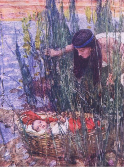 Il ritrovamento di Mosè, da La storia della Bibbia pubblicata da Hodder & Stoughton, c.1930 da William Hatherell