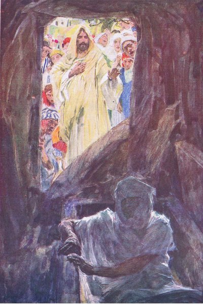 La resurrezione di Lazzaro, da The Bible Story pubblicato da Hodder & Stoughton, c.1930 da William Hatherell
