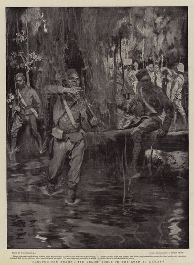 Attraverso la palude, la forza di soccorso sulla strada per Kumassi da William Hatherell