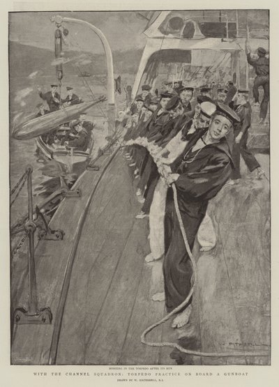 Con la squadra del canale, pratica di siluri a bordo di una cannoniera da William Hatherell