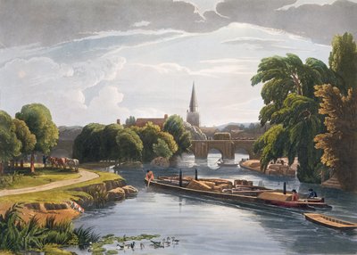Ponte e chiesa di Abingdon, inciso da Robert Havell il Giovane (1793-1878) pubblicato nel 1818 da William Havell