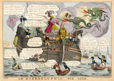Un geroglifico per il 1830, pub. 1830 incisione colorata a mano da William Heath