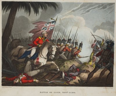 Battaglia di Assye 23 settembre 1803, acquaforte di J.C. Stadler, pub. da Tegg, aprile 1818 da William Heath
