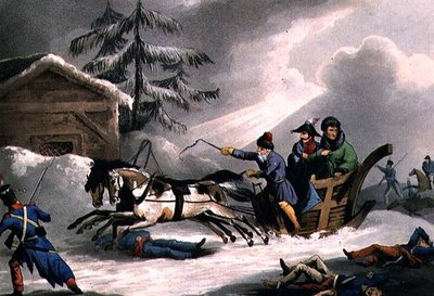 La fuga di Bonaparte travestito da Conte Vicenza dalla Russia, pubblicato il 1 marzo 1814 da William Heath da William Heath