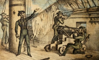 Fucilieri dei Marines in Azione a Bordo di una Nave da Guerra Non Identificata, c.1835 da William Heath