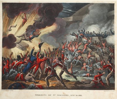 Assalto di San Sebastiano 31 agosto 1811, acquaforte di J.C. Stadler, pub. da Tegg, aprile 1818 da William Heath