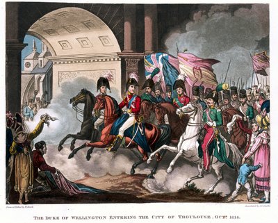 Il duca di Wellington (1769-1852) entra nella città di Tolosa nel 1814, illustrazione per un poema narrativo di Dr. Syntax, pubblicato 1818 da William Heath