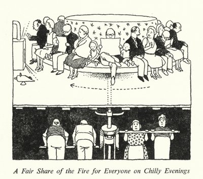 Una giusta parte del fuoco per tutti nelle serate fredde da William Heath Robinson