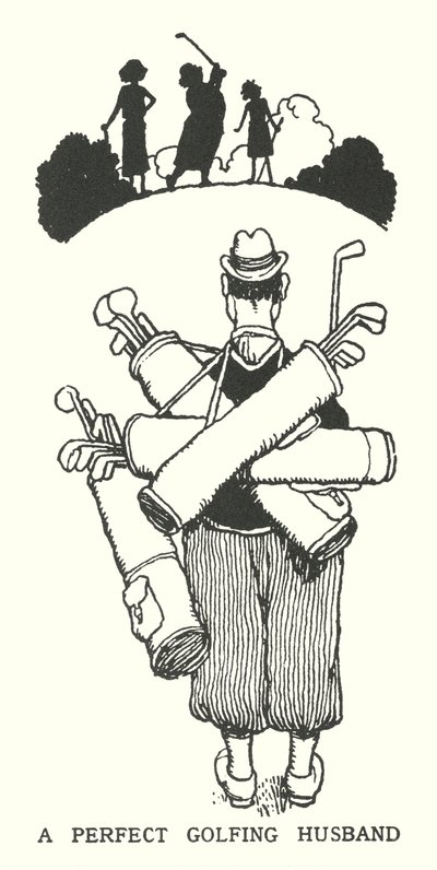 Un marito perfetto per il golf (litografia) da William Heath Robinson