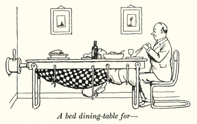 Un tavolo da pranzo a letto da William Heath Robinson