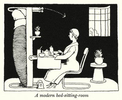 Una moderna camera da letto-soggiorno da William Heath Robinson