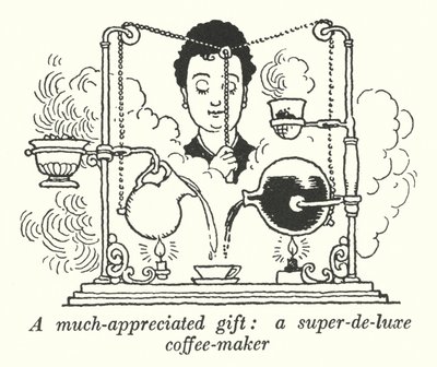 Un regalo molto apprezzato, una macchina da caffè super-de-luxe (litografia) da William Heath Robinson
