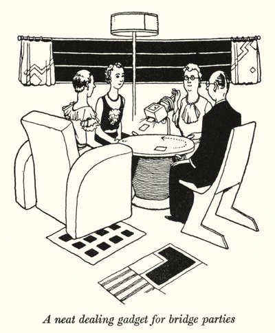 Un gadget ordinato per le feste di bridge da William Heath Robinson