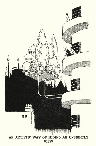 Un modo artistico per nascondere una vista sgradevole da William Heath Robinson