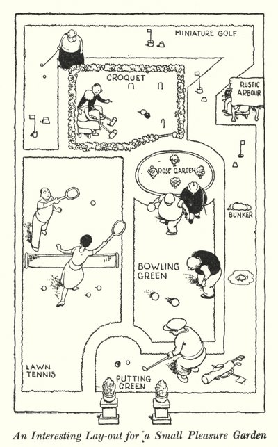 Un interessante layout per un piccolo giardino di piacere da William Heath Robinson