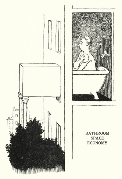 Economia di Spazio in Bagno da William Heath Robinson
