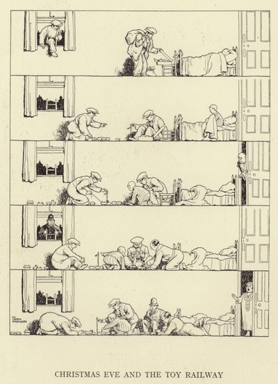 Vigilia di Natale e il trenino giocattolo da William Heath Robinson