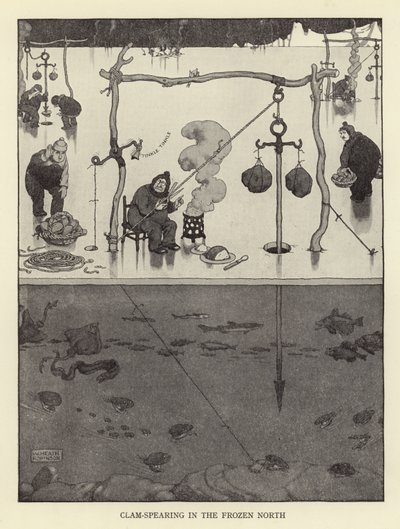 Pesca di vongole nel nord ghiacciato da William Heath Robinson