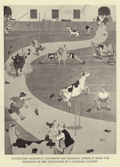 Coltivare la galleggiabilità, la durezza e la resistenza nelle pelli per i palloni da calcio nei recinti di un fabbrica di palloni da William Heath Robinson