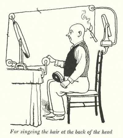 Per bruciare i capelli sulla nuca (litografia) da William Heath Robinson