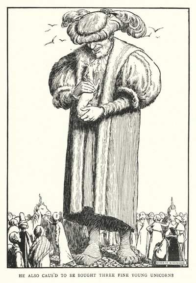 Fece anche comprare tre giovani unicorni (litografia) da William Heath Robinson