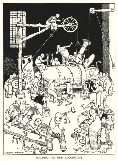 Illustrazione per Railway Ribaldry di W Heath Robinson da William Heath Robinson