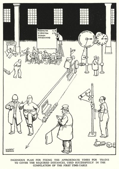 Illustrazione per Railway Ribaldry di W Heath Robinson da William Heath Robinson
