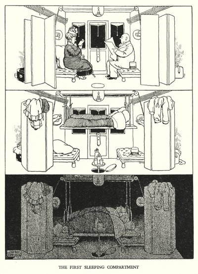 Illustrazione per Railway Ribaldry di W Heath Robinson da William Heath Robinson