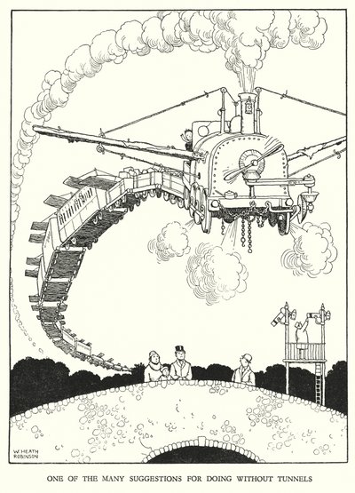Illustrazione per Railway Ribaldry di W Heath Robinson da William Heath Robinson